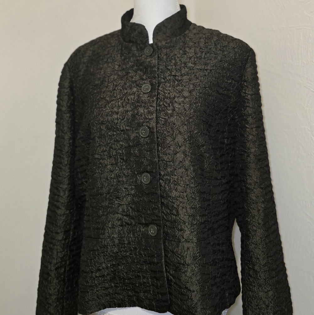 Coldwater Creek Black Textured Blazer Size PL Fully Lined